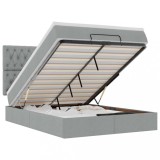 Cumpara ieftin Cadru de pat otoman cu saltea tesatura gri deschis 140x190cm