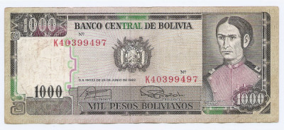 Bolivia 1000 Pesos Bolivianos 25.06.1982 - K40399497, B11, P-167 foto