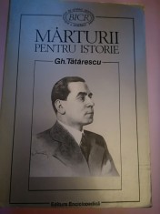 Marturii pentru istorie - Gheorghe Tatarescu