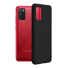 Husa Samsung Galaxy A02S Silicon Negru Slim Mat cu Microfibra SoftEdge
