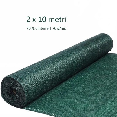 Plasa de umbrire si protectie 2x10 m, grad umbrire 70%, densitate HDPE 70 g/mp foto