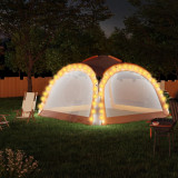 Cort petrecere cu LED, 4 pereți, gri&amp;portocaliu, 3,6x3,6x2,3 m, vidaXL