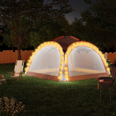 Cort petrecere cu LED, 4 pereți, gri&amp;amp;portocaliu, 3,6x3,6x2,3 m foto