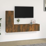 VidaXL Set dulapuri TV, 3 piese, stejar fumuriu, lemn prelucrat