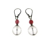 Cercei argint cu cristal de stanca si rubin fatetat