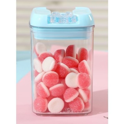 Cutie de Depozitare Alimente, Flippy, tip Container, 0.8L, 10x10x15.5 cm, Recipiente pentru Cereale in Bucatarie, Transparente cu Capac Albastru foto