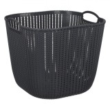 Coș Depozitare Plastic, Model Lanț, Cu M&acirc;nere, Culoare Gri, Capacitate 38L