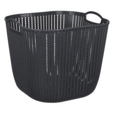 Coș Depozitare Plastic, Model Lanț, Cu M&acirc;nere, Culoare Gri, Capacitate 38L