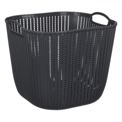 Coș Depozitare Plastic, Model Lanț, Cu M&amp;acirc;nere, Culoare Gri, Capacitate 38L foto