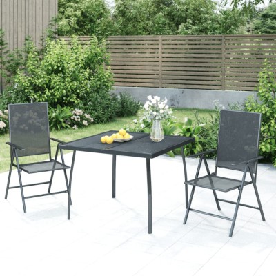 vidaXL Set de masă grădină, 3 piese, antracit, oțel 3187977 foto