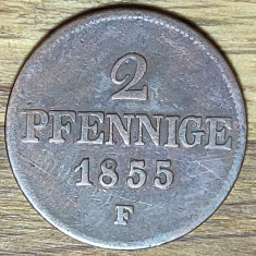 Germania state - Saxony Saxonia - 2 Pfennige 1855 F - John I - f frumoasa! rara!