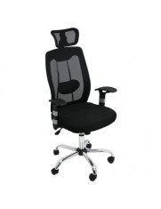 Scaun birou ergonomic OFF 988, mesh, baza cromata, suport lombar, inaltime reglabila, mecanism balans, 110 kg