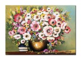 Cumpara ieftin Tablou cu flori colorate pictat manual, Beatitudine, 70x50cm ulei pe panza, Constantin Feraru
