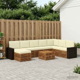 vidaXL Set de canapele de exterior cu pernă 9 pcs Natural și Crem 3384751