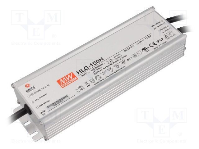 Alimentator pulsatoriu LED MEAN WELL 150W 15VDC 10A IP67