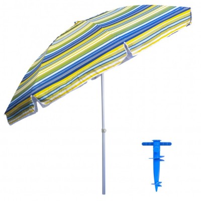 Pachet Umbrela protectie solara 2.4m + suport tip burghiu albastru Zilan ZTS8488_1 foto