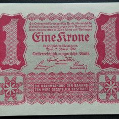 Bancnota istorica 1 COROANA/ KRONE - AUSTRIA, anul 1922 *cod 386 = A.UNC unifata