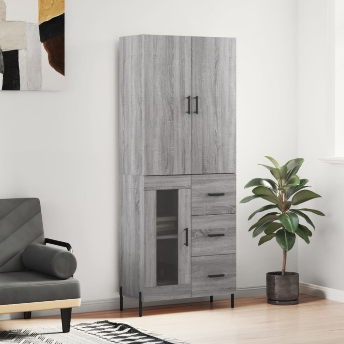 vidaXL Dulap &icirc;nalt, gri sonoma, 69,5x34x180 cm, lemn compozit