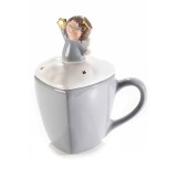 Cana ceramica multicolora Craciun 9.5x8.5x8.5 cm, 300 ml