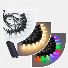 Ghirlanda luminoasa cu incarcare solara, multicolora, lumina alb cald si RGB, foto