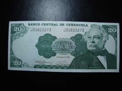 VENEZUELA 20 BOLIVARES 1992 AUNC/UNC foto