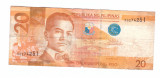 Bancnota Filipine 20 piso/peso, 2014, circulata, stare buna