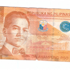 Bancnota Filipine 20 piso/peso, 2014, circulata, stare buna