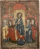 ICOANĂ PRĂZNICAR dublu, școală rom&acirc;nească, cca. 1770&ndash;1820, tempera pe lemn, piesă de colecție