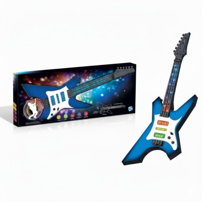Chitara pentru copii cu sunete si lumini, albastru foto