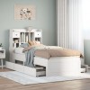 VidaXL Pat cu bibliotecă fără saltea, alb, 90x190 cm, lemn masiv pin 3308982