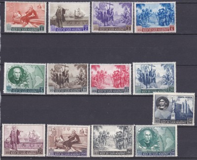 DB1 San Marino 1952 Aniversare Columb Corabii Descoperire America Statuia Libertatii 13 v. MNH foto