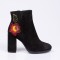 Botine din piele intoarsa cu toc inalt si model brodat pentru femei 22FOR02100