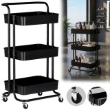 Carrello di servizio mobile con ripiani per parrucchieri, estetisti, spa e saloni - Nero