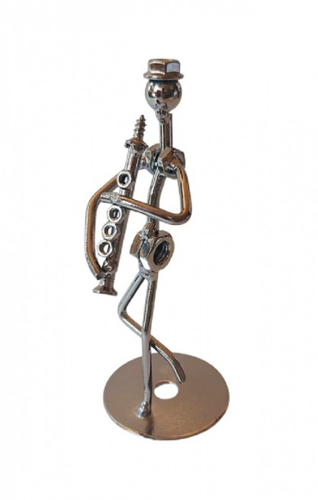 Ornament decorativ, Muzicant din metal, Nergu, 13 cm, 356XD-1