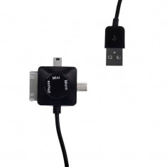 Cablu de date Whitenergy 09983 microUSB / miniUSB / 30 pin Apple 1m negru foto