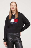 Cumpara ieftin Tommy Jeans pulover femei, culoarea negru DW0DW16528