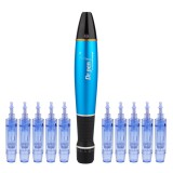 Creion cu Micro-Ace din Titan, Dermapen, Dr. Pen, A1W, Wireless, 10x Rezerve 12 pini, Adancime 0.25 - 3.00 mm, 5 viteze