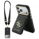 Husa MagSafe pentru Apple iPhone 18 Pro Max / 17 Pro Max, Guess, 4G Cardslot &amp; Big Strap, Neagra