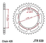 Pinion spate 53 dinti pas lant 428 &ndash; Yamaha DT 125 R - DT 125 RH - WR 125 R - WR 125 X, Oem