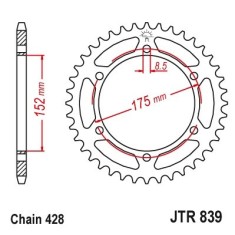 Pinion spate 52 dinti pas lant 428 &ndash; Yamaha DT 125 R - DT 125 RH - WR 125 R - WR 125 X