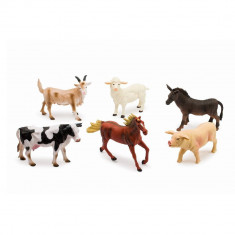 Set sase figurine animale domestice de la ferma, vacuta, oita, cal si altele, 17-20 cm lungime figurina, pentru copii foto