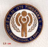 ANUL INTERNATIONAL AL COPILULUI - A.E.M. 1979 TIMISOARA Insigna