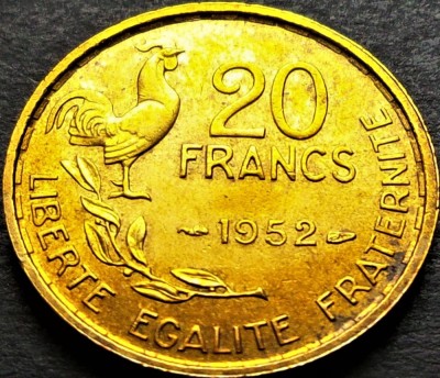 Moneda istorica 20 FRANCI / FRANCS - FRANTA, anul 1952 *cod 2666 foto