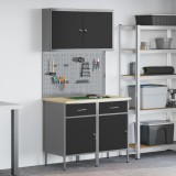 vidaXL Set dulap unelte &amp; panou c&acirc;rlige, 5 piese, negru, MDF &amp; metal
