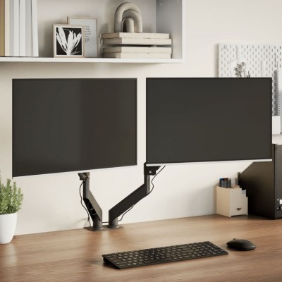vidaXL Braț monitor dublu pentru ecran max. 27 inch arc cu gaz 20 kg foto