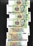 Brazilia 500 cruzeiros pe 500 cruzados novos 1990 unc pret pe bucata