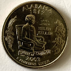 AMERICA QUARTER 1/4 DOLLAR 2003 LITERA P.(Portretul lui Helen Keller-Alabama),BU