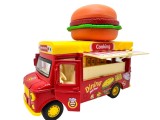 Macheta Food hamburger Truck Fast-Food cu Lumini si Sunete 1:36