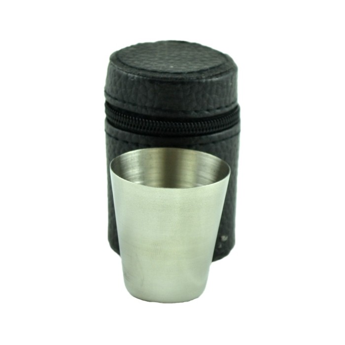 Set 3 pahare metalice shot cu husa 3.5 CM