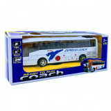 Autobuz express coach cu sunete si lumini, pull back, 1:70, rosu,galben sau alb (metalic)